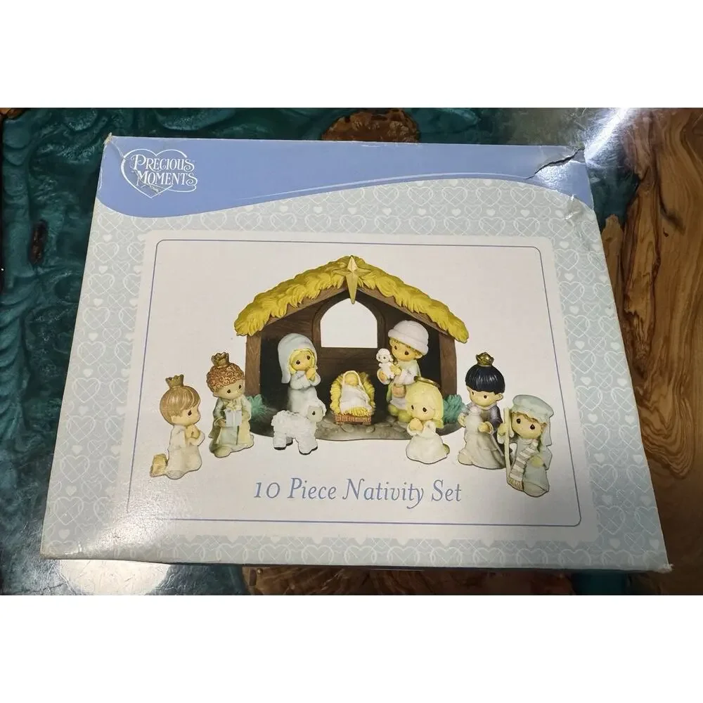 COMPLETE PRECIOUS MOMENTS 2006 NATIVITY SCENE SET 10 PIECES WITH STABLE IN BOX